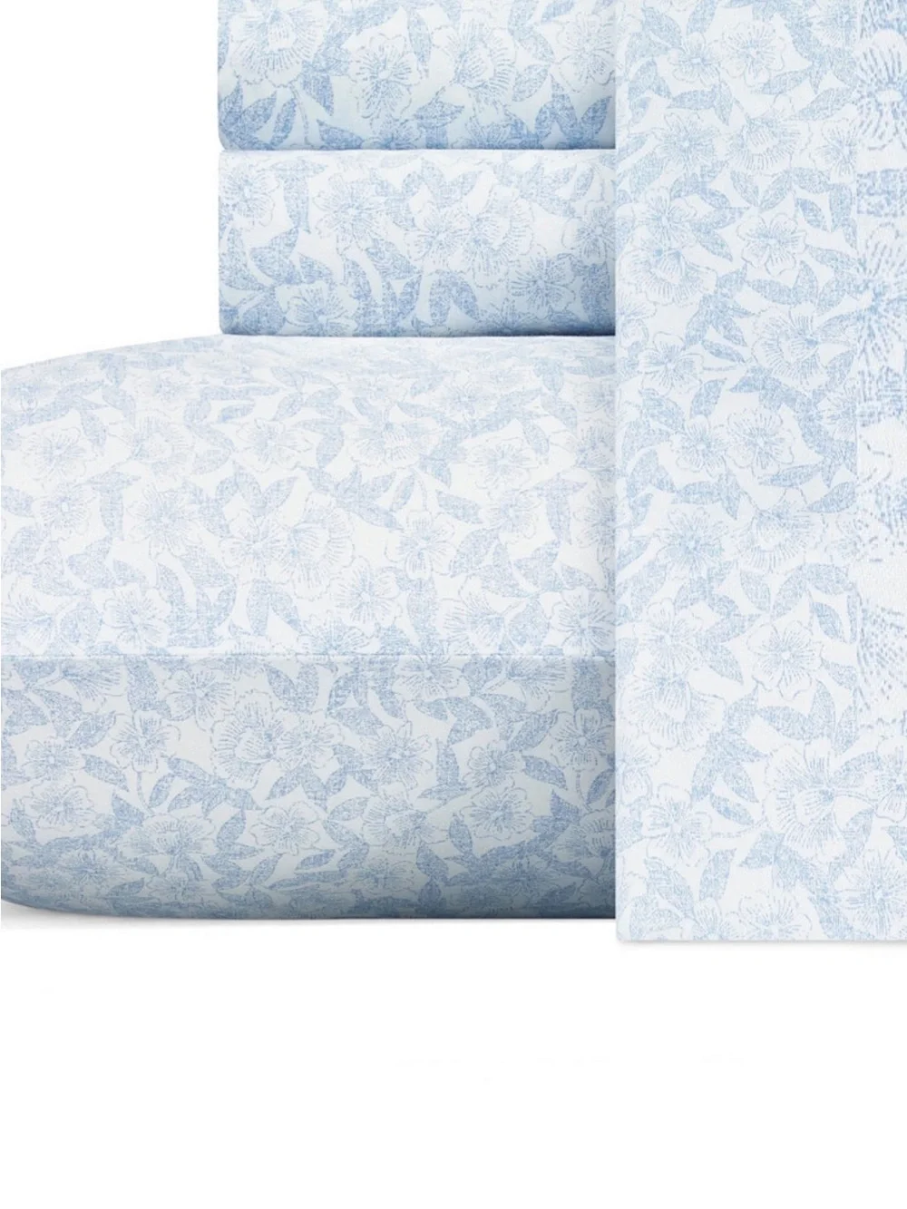 Laura Ashley Blossoming Blue Full 4-Piece Cotton Sateen Sheet Set 300TC NWT